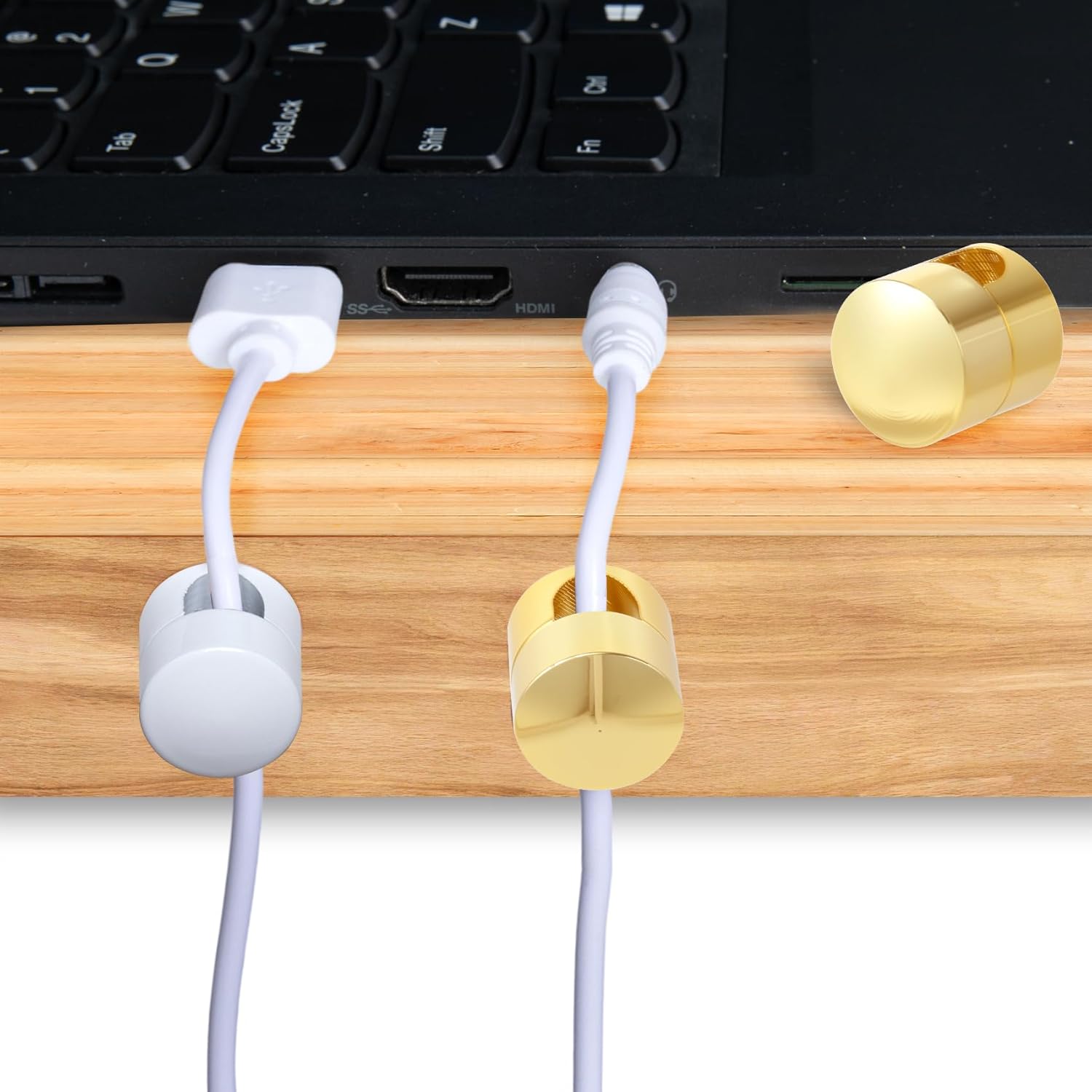 3 Sets Charger Holders for Cords, Adjustable Cable Anchor Holders, Adhesive Metal Cord Clips, Cable Management Wire Organizers for Desk, Office, Nightstand - Gold, White, Silver
