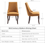 Gold Mid Century Dining Chairs Set, Modern Kitchen & Dining Room Chairs, Linen Upholstered, Sillas de Comedor, Wood Legs (Yellow, 6 Pcs)