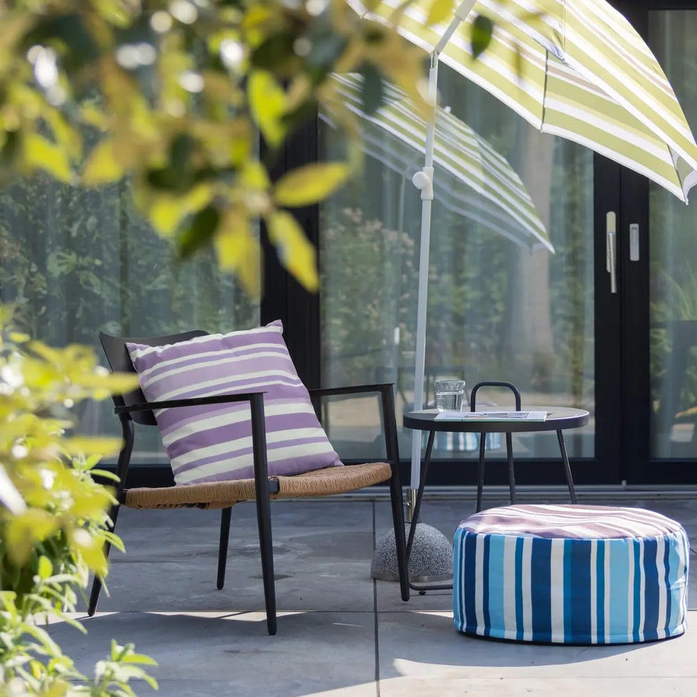 Esschert Design Striped Outdoor Pouffe, Blue Purple