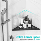 Bathroom Corner Shelf, Recessed 12" Shower Shelf Caddy, SUS304 Stainless Steel Shelf Wall Mount Triangular, No Drilling, Matte Black