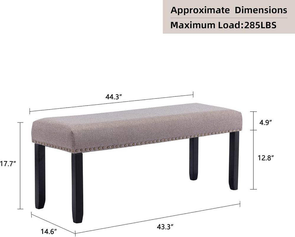 Duhome Elegant Lifestyle Nailhead Trim Bench, Khaki, Wood