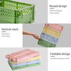 Xhwykzz 4 Pack Pastel Crates for Storage, Plastic Folding Basket, Colorful Small Storage Containers for Bedroom Office Classroom Bathroom Desktop Drawer Organizer Decor (9.8x6.5x3.8inch)