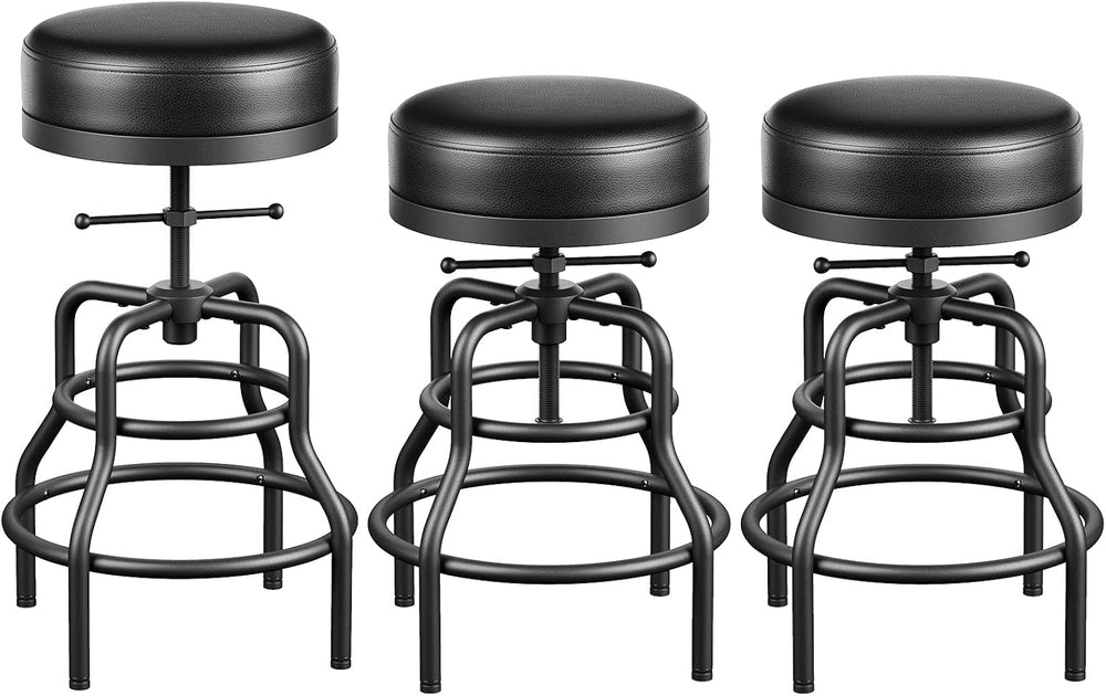 Raynesys 22-29 Inch Adjustable Height Industrial Swivel Bar Stools Set of 3