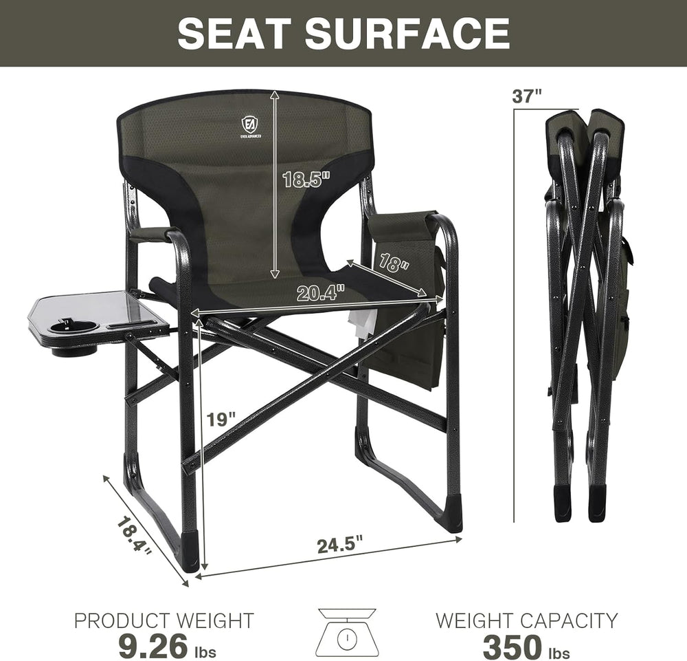 EVER ADVANCED Lightweight Aluminum Director Camping Chair, 350 lb Capacity | ...