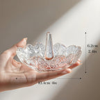 4" Crystal Ring Holder Dish, Glass Jewelry Tray, Decorative Trinket Tray | Vanity Jewelry Organizer for Rings Earrings Keys, Packaged Gift Box for Birthday Wedding Mother's Day Women Gifts