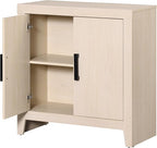 WAMPAT Farmhouse TV Stand for TVs up to 85 Inch, Rustic Wood Entertainment Center & Media Console with 6 Storage Doors, Accent Cabinet for Living Room, Hallway, Beige