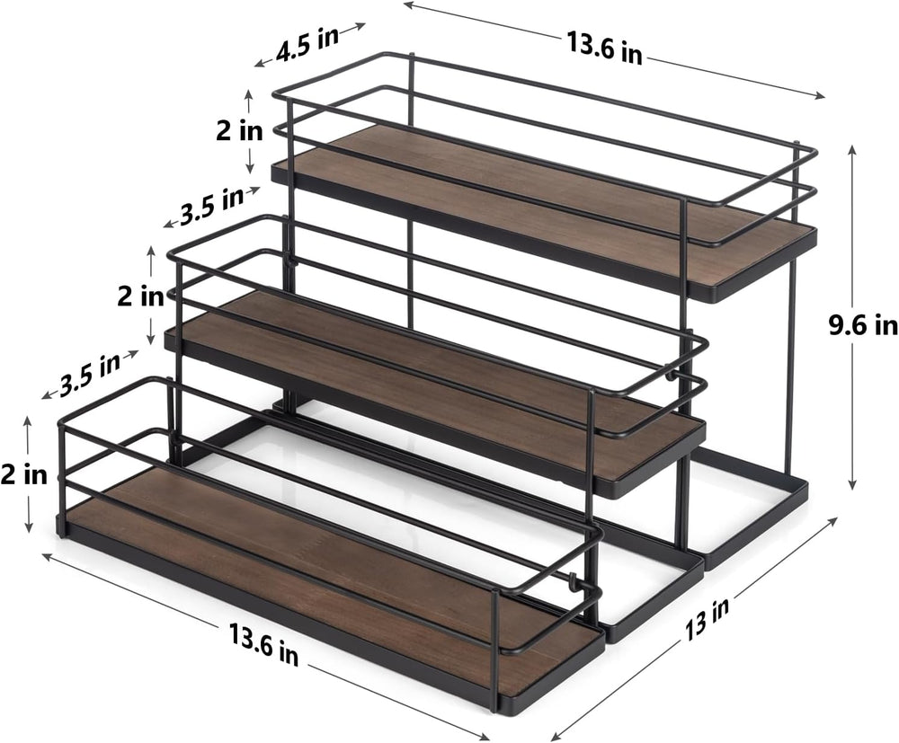 kimilus 12 Bottle Capacity Coffee Syrup Organizer 3 Tier Coffee Syrup Stand S...