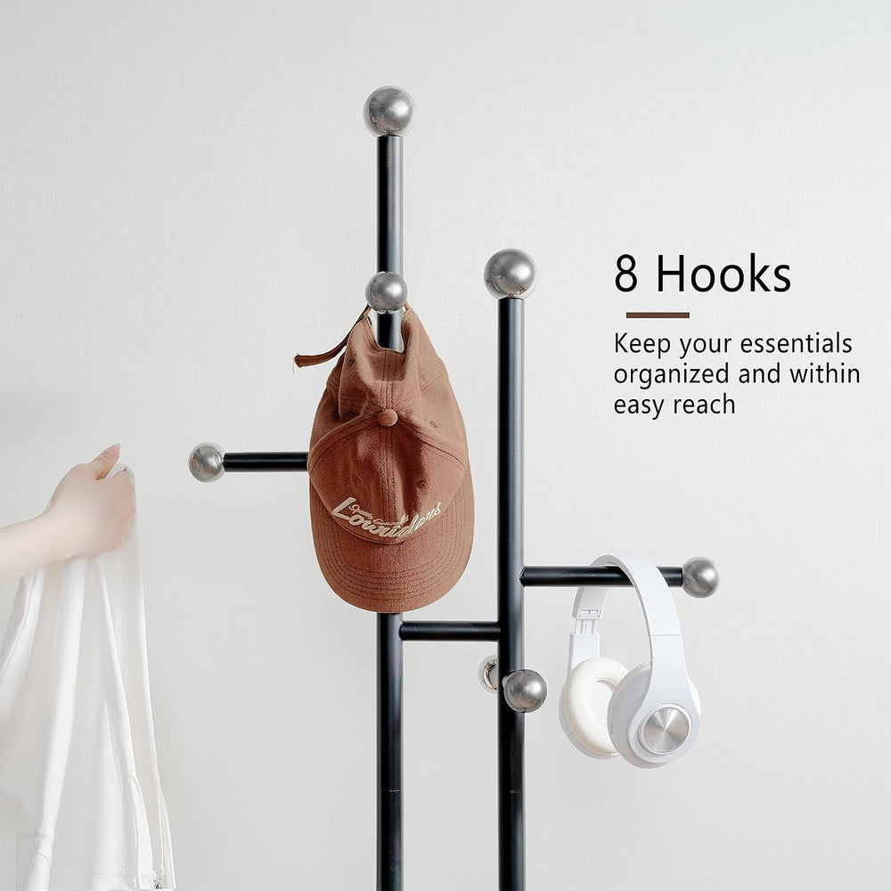 JIAYUEJU Metal Standing Coat Rack for Entryway Bedroom Living Room (Black)