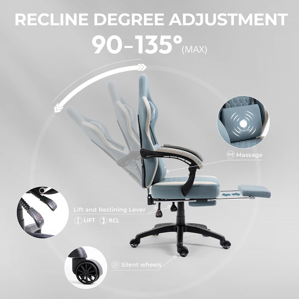 Dowinx Gaming Chair Breathable Fabric Game Chair with Gel Pad and Storage Bag...