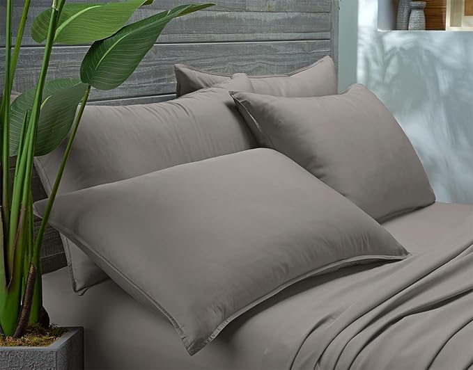 King Sheets by Pure Bamboo, Genuine 100% Organic Viscose Derived from Bamboo Bed Sheet Set, Luxuriously Soft & Cooling, Double Stitching, Lifetime Quality Promise (King, Graphite)
