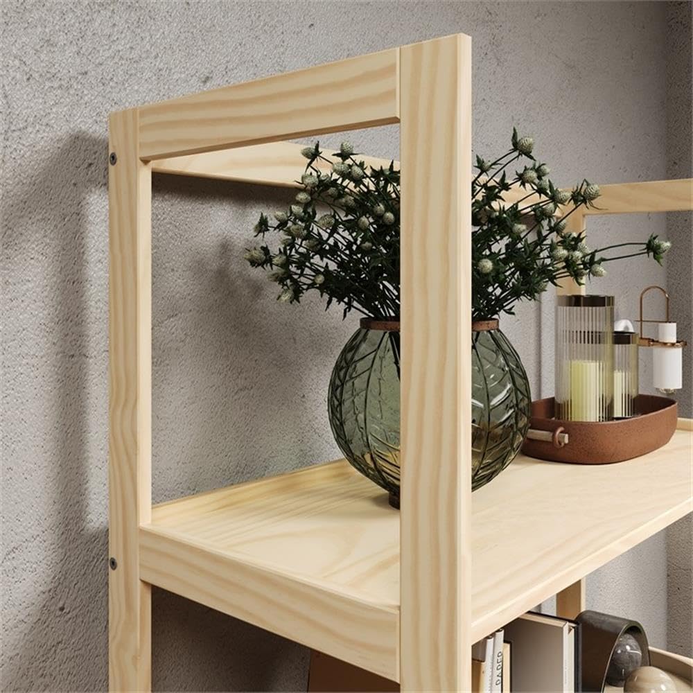 Pemberly Row Modern Solid Wood 4-Shelves Folding Bookcase/Pantry in Unfinished