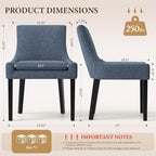 Modern Dining Chairs Set of 6, Upholstered Corduroy Dining Room Chairs with Wood Legs, Mid-Back Padded Kitchen Side Chairs for Dining Room, Blue