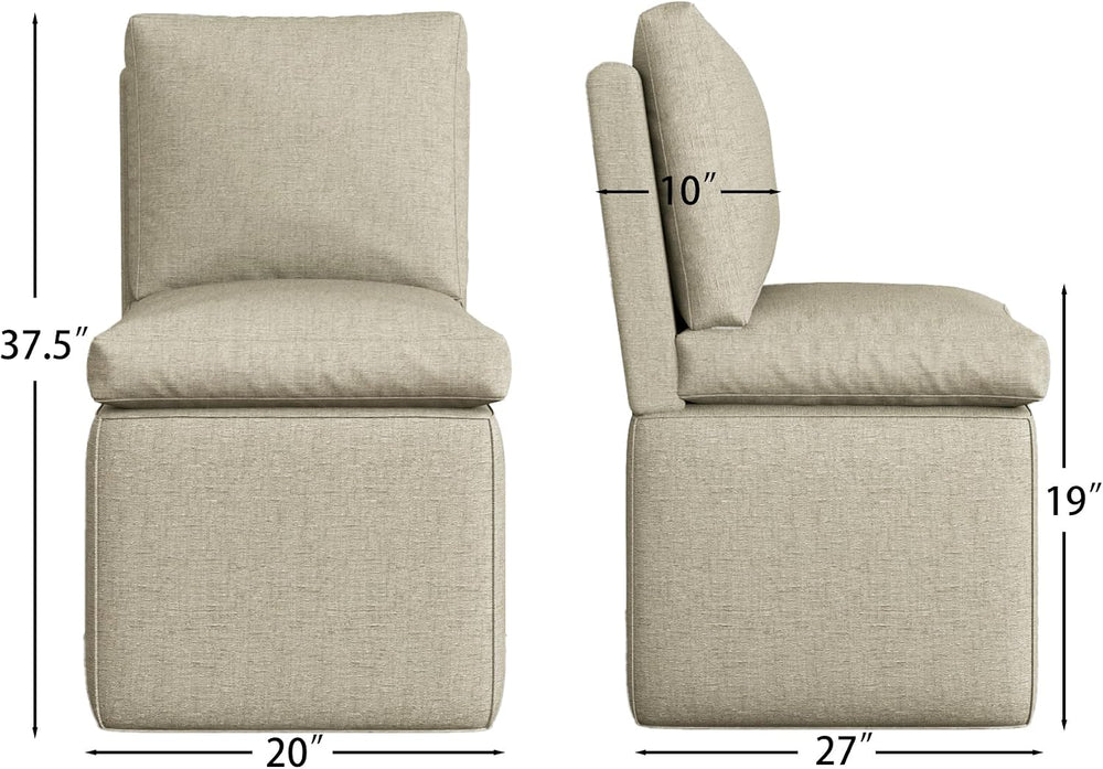 BLANKSPACE Upholstered Dining Chairs with Storage, Modern Linen Chairs with C...