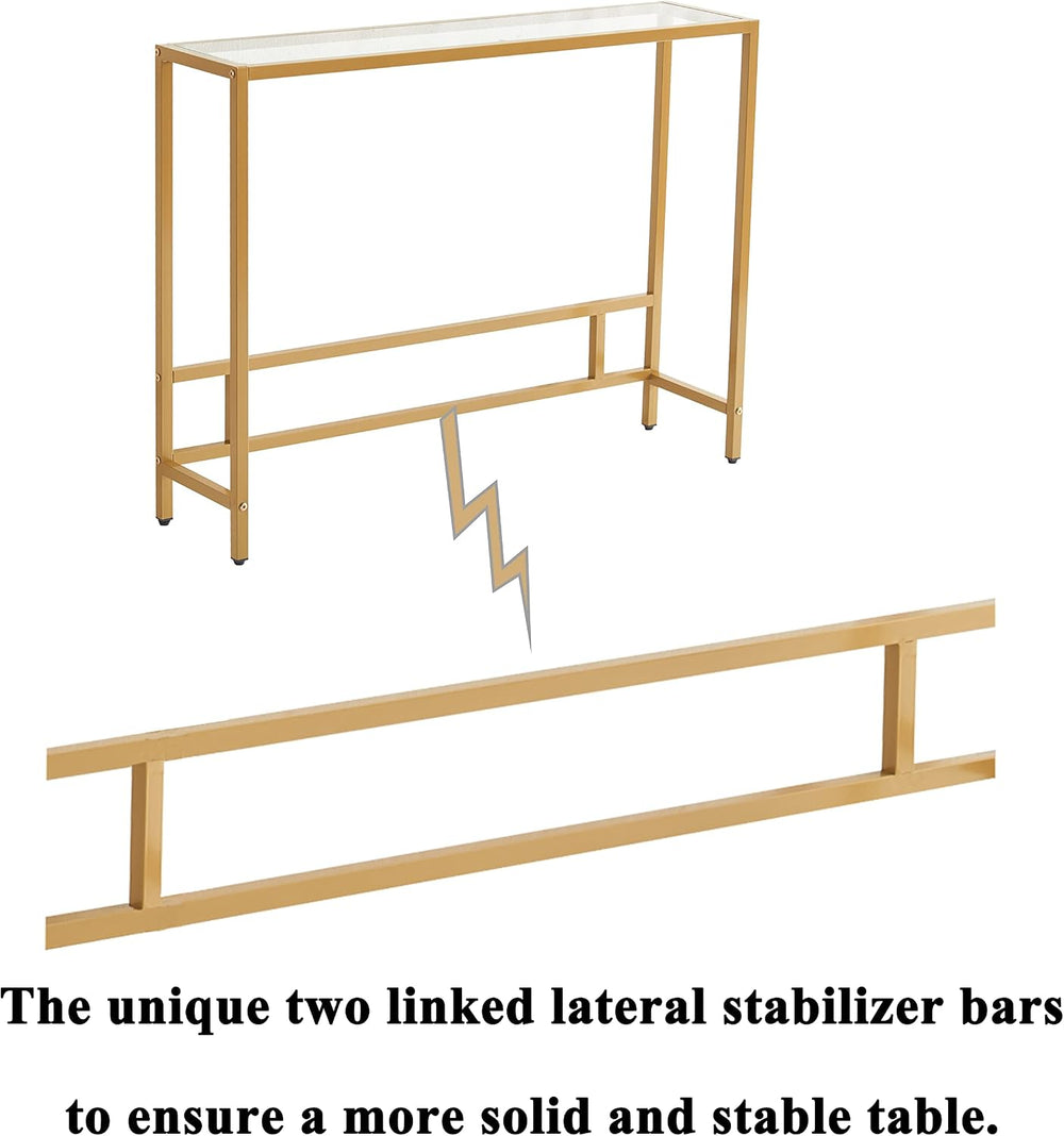 MAJARO Small Modern Console Table for Entryway, Tempered Glass with Metal Fra...