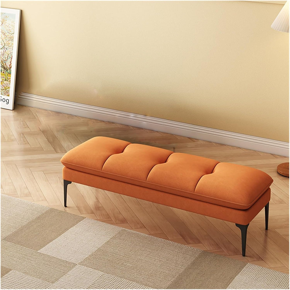 Modern Upholstered Bedroom Benches, Room Footrest Stool with Metal Legs for E...
