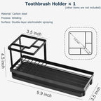 MYITYARD Toothbrush Holders for Bathrooms, 4 Slots Rustproof Metal Tooth Brushing Organizer with Drainage, Electric Tooth Brush Toothpaste Holder for Bathroom Countertop, Black