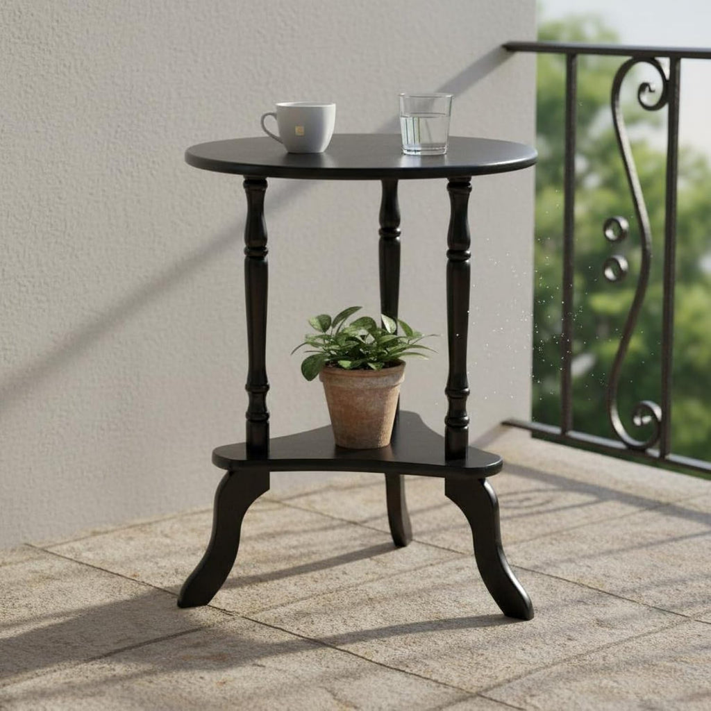 Fenteer Table Round Side Table End Telephone Table with Rubber Wood Frame and Lower Storage Shelf Baked Paint Finish for Easy Cleaning Suitable, White, 48-48-61cm