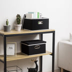 PRANDOM Storage Boxes with Lids [3-Pack] Fabric Collapsible Storage Bins Organizer Containers Baskets Cube with Cover for Home Bedroom Closet Office Nursery Black（11.4X8.6X6.7