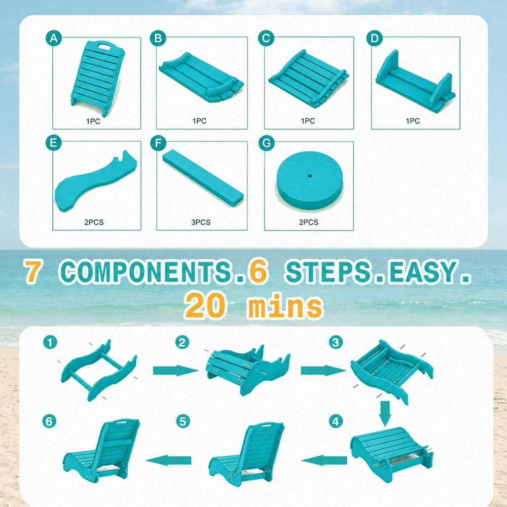 Pool Lounge Chair, S Shape HDPE in-Pool Chaise with Wheels, Patio Outdoor Lou...