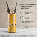 Hand Painted Ceramic Umbrella Stand Floor Vase, Large Tall Indoor Umbrella Holder For Entryway, Decorative Flower Vase For Bamboo Plants Home Decor(A)