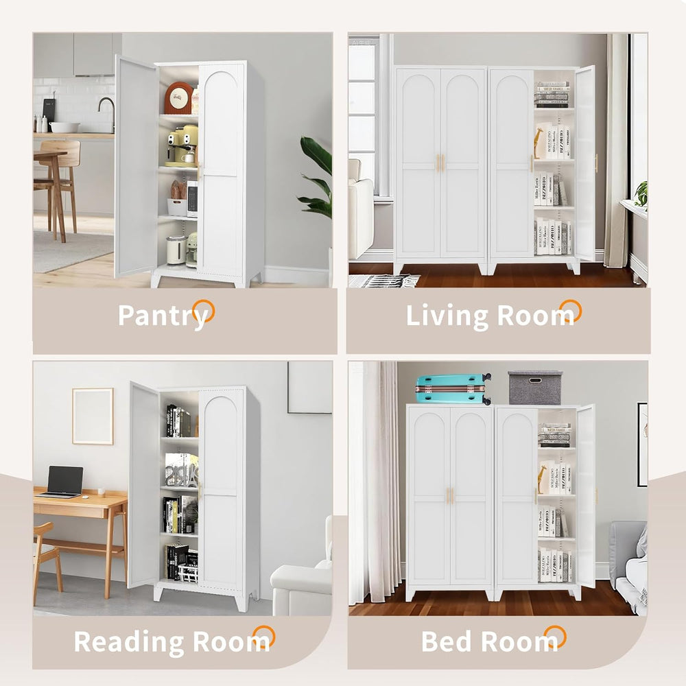 Metal Pantry Cabinet, Kitchen Pantry Storage Cabinets with 2 Door and Adjusta...