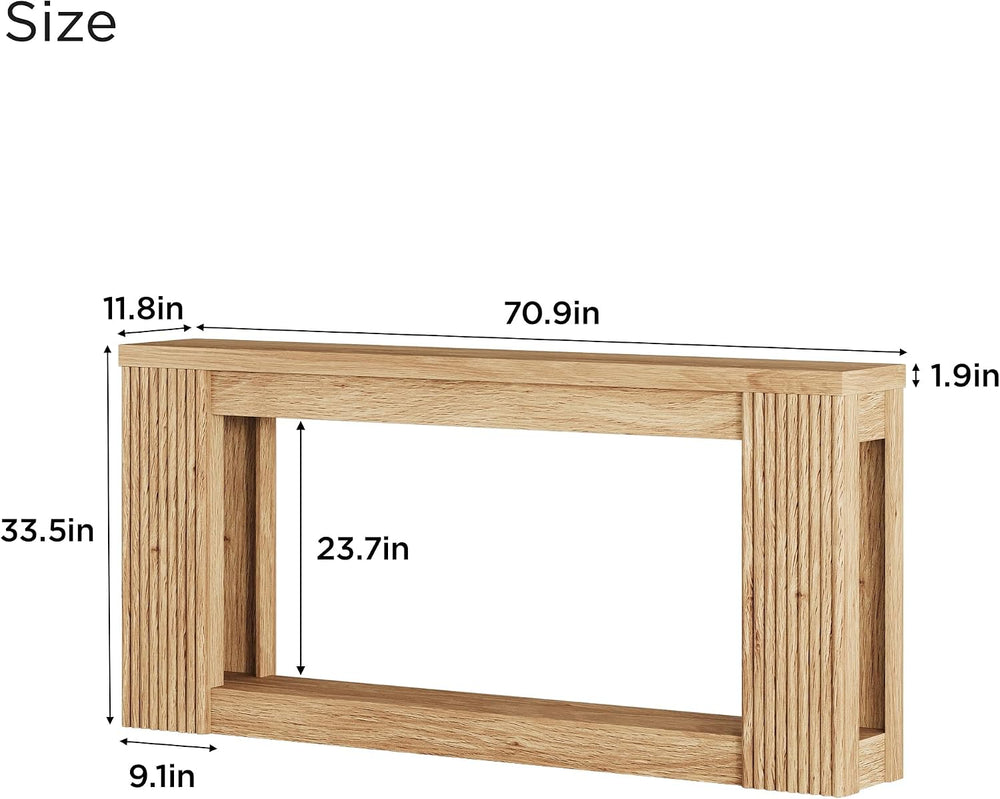 Maupvit Fluted Wooden Console Table with 2 Storage, 71 Inches Rectangular Ent...
