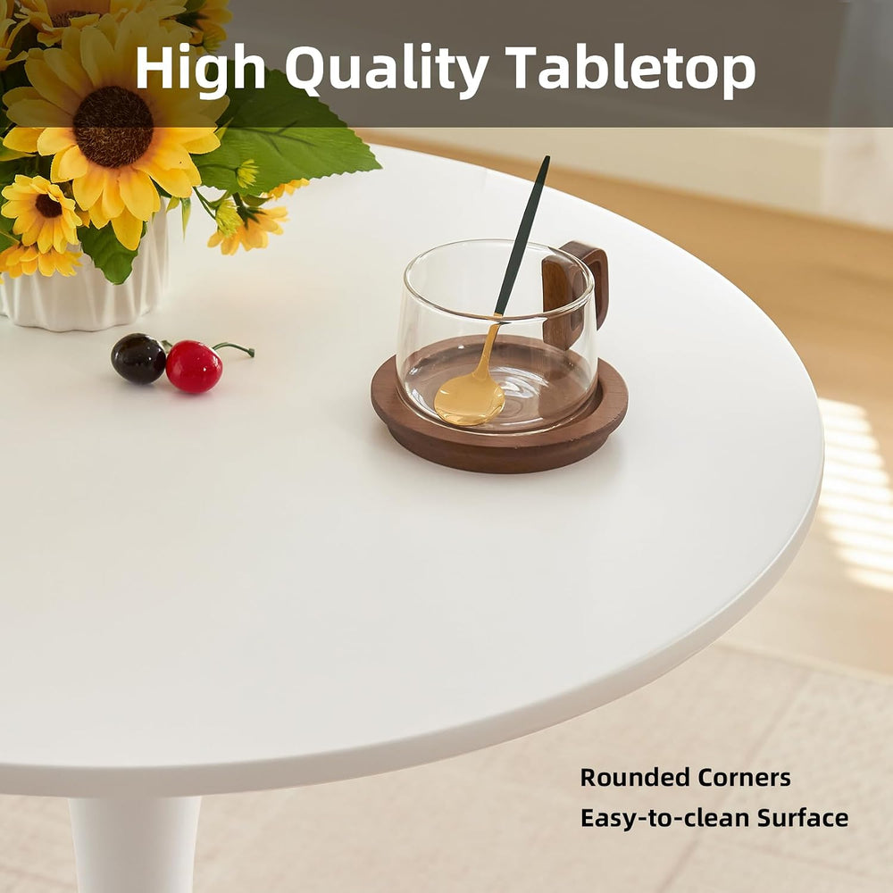 Round Dining Table, 27.6" Circle Tulip Table with Thickened Tabletop &am...