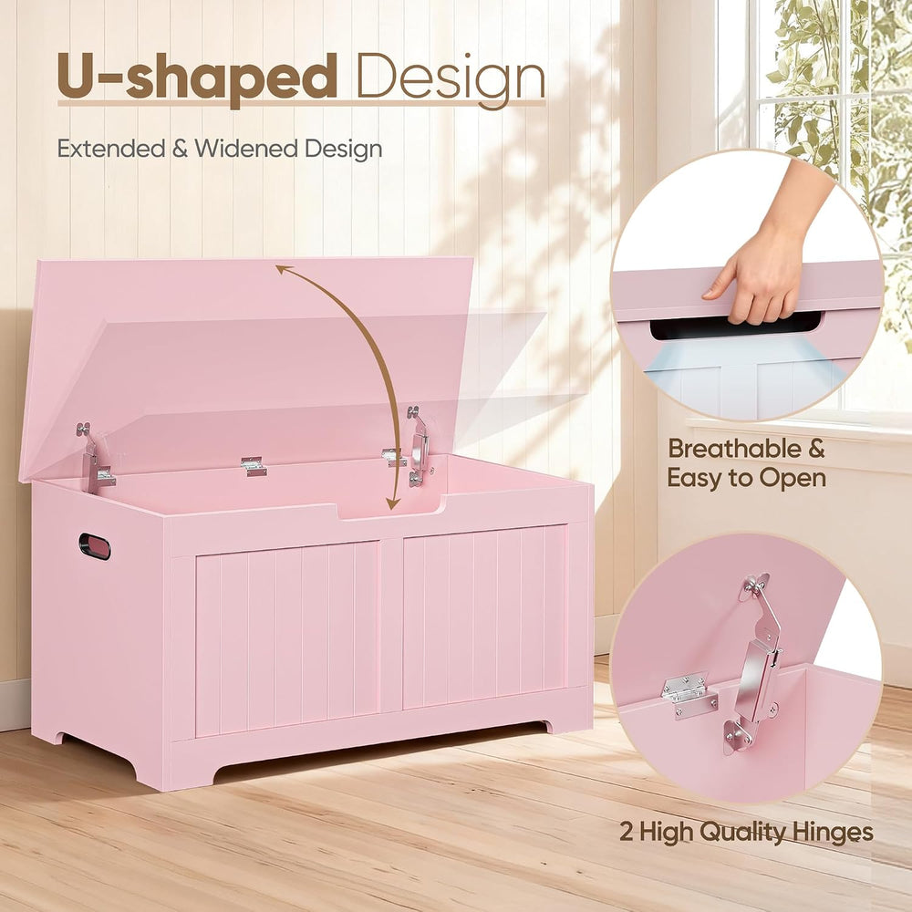 SUPER DEAL Storage Chest, 39 inches Chest Box Organizer with 2 Safety Hinges,...