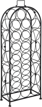 F2C 23 Bottles Wine Rack Stand Floor Wine Holder Metal Construction Free Standing Elegant French Style
