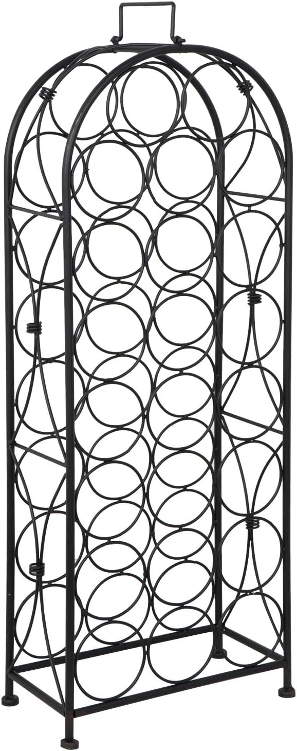 F2C 23 Bottles Wine Rack Stand Floor Wine Holder Metal Construction Free Standing Elegant French Style