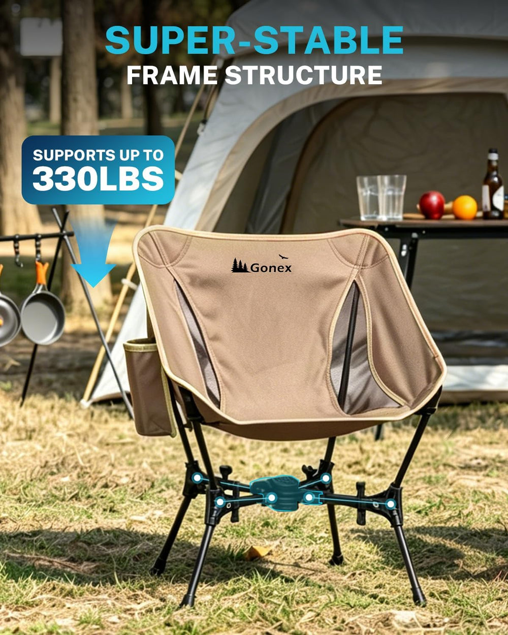 Gonex Portable Camping Chair, Compact Collapsible Backpacking Camp Chair