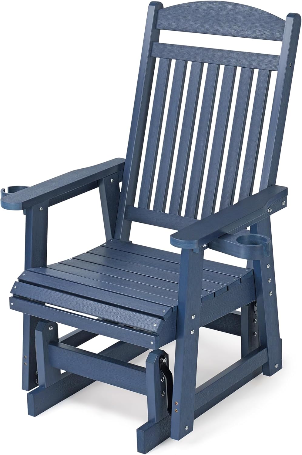Poly Lumber Patio Glider for One Person, with Cup Holders, High Backrest and ...