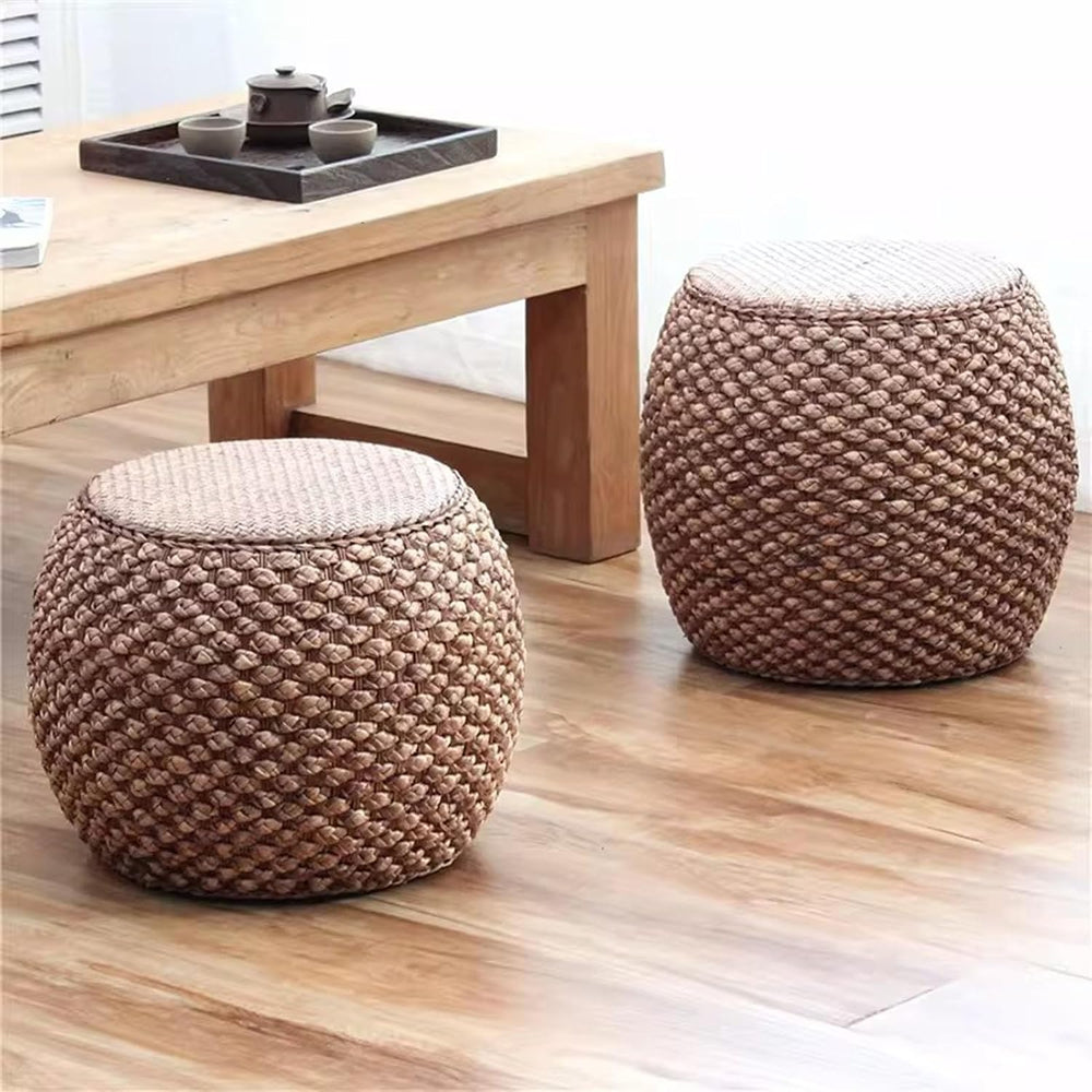 Small Round Ottoman Footrest Stool with Cushion Boho Decorative Accent Seat f...