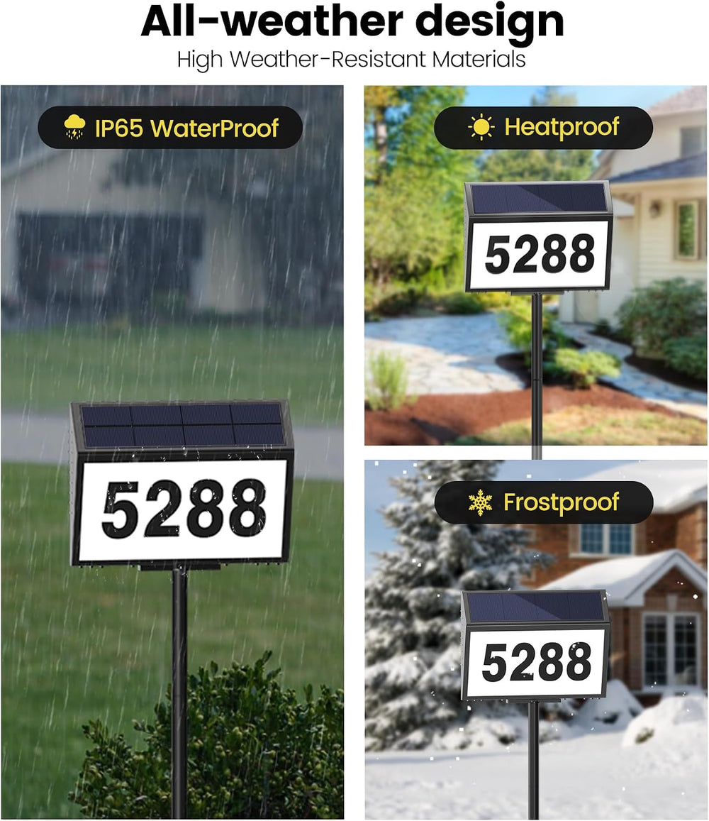 GEAGMAGC Solar House Numbers for Outside Light up, LED Illuminated Home Numbe...