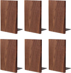 Muso Wood Handmade Walnut Book Ends, Non-Skid Bookends for Shelves, Large Sturdy Book Ends for Heavy Books, Decorative Book Shelf (3 Pairs)