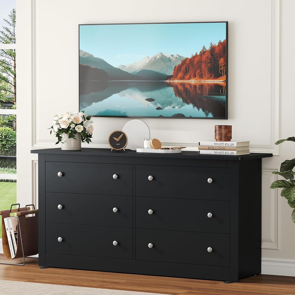 DUMOS Home Storage for Living Room, Wood Cabinet with 6 Drawers, 59" Wid...