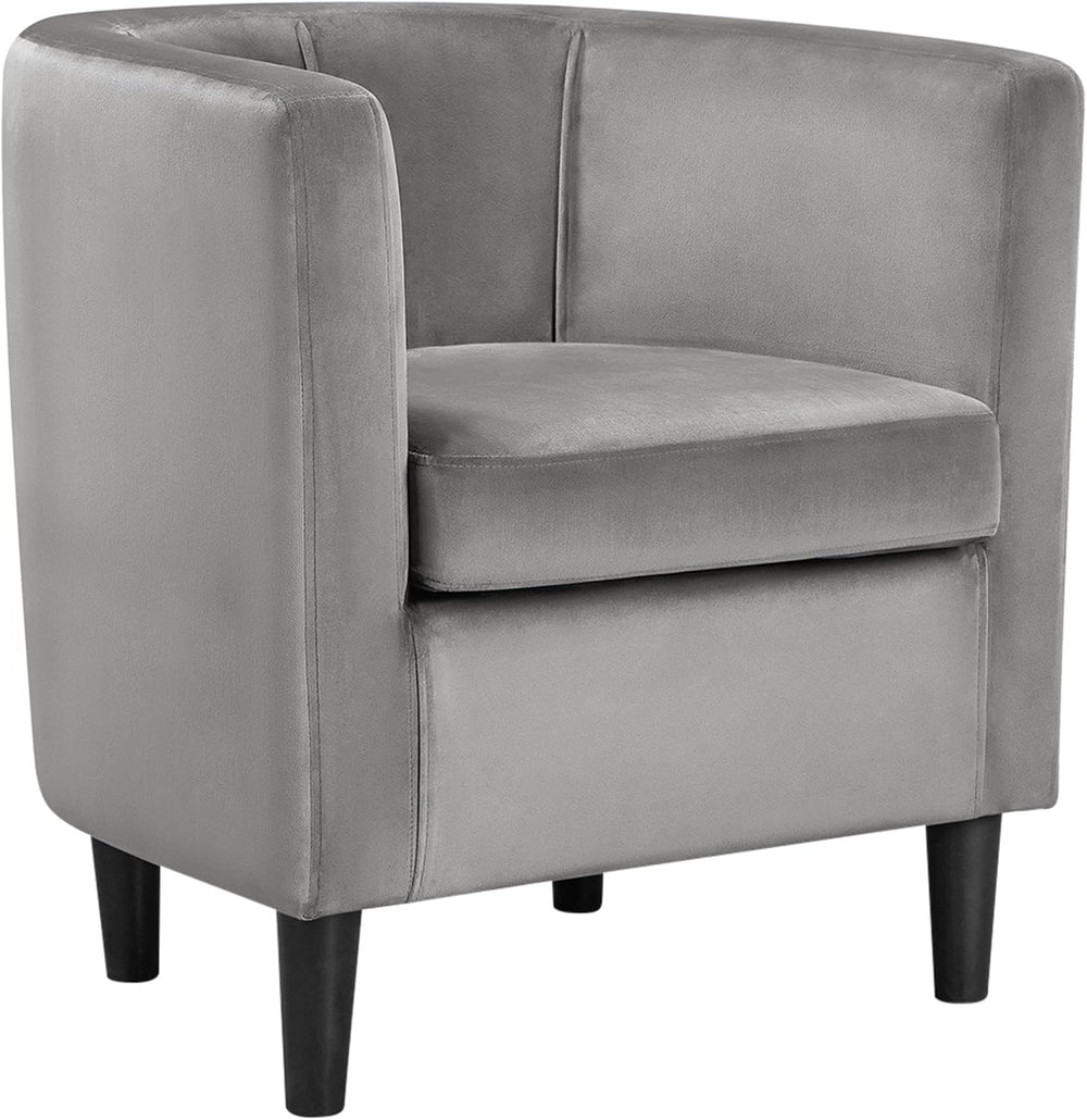 Yaheetech Barrel Accent Chair, Upholstered Modern Armchair, Gray