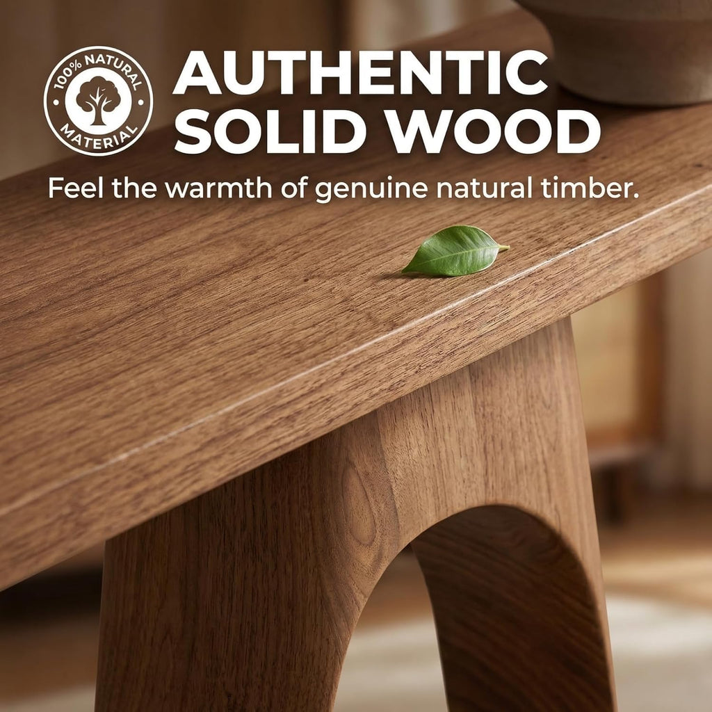 31.5" Compact Console Table with Sculptural Pedestal, 9.8" Narrow Solid Wood Entryway Table for Small Spaces, Modern Minimalist Accent Piece for Hallway, Foyer, Corner & Behind Sofa, Walnut