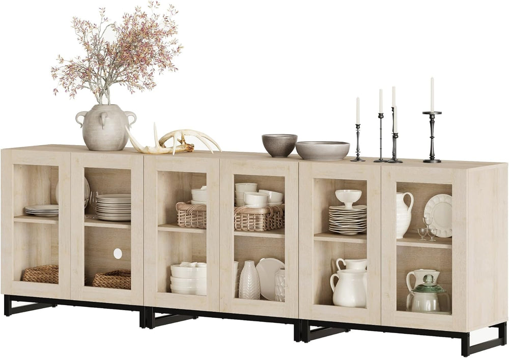 WAMPAT Sideboard Buffet Cabinets, Modern Credenza Sideboard with Adjustable S...