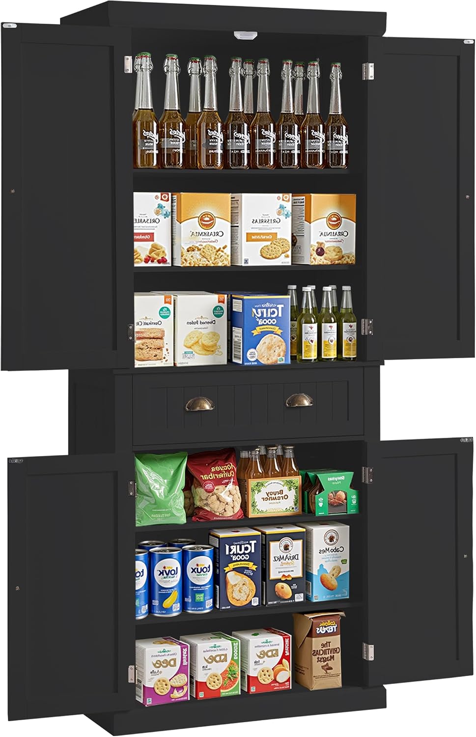 KIGOTY 72" Tall Kitchen Pantry Cabinet with Drawer and 4 Adjustable Shel...