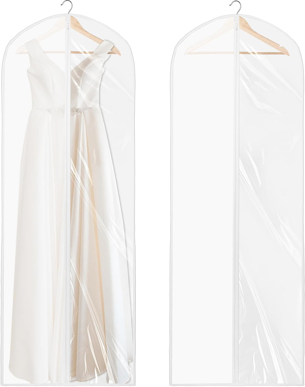 Simple Houseware 65-Inch Clear Garment Bags with Zipper for Gowns, 2 Pack | for Suits, Dresses, Costumes, Uniforms