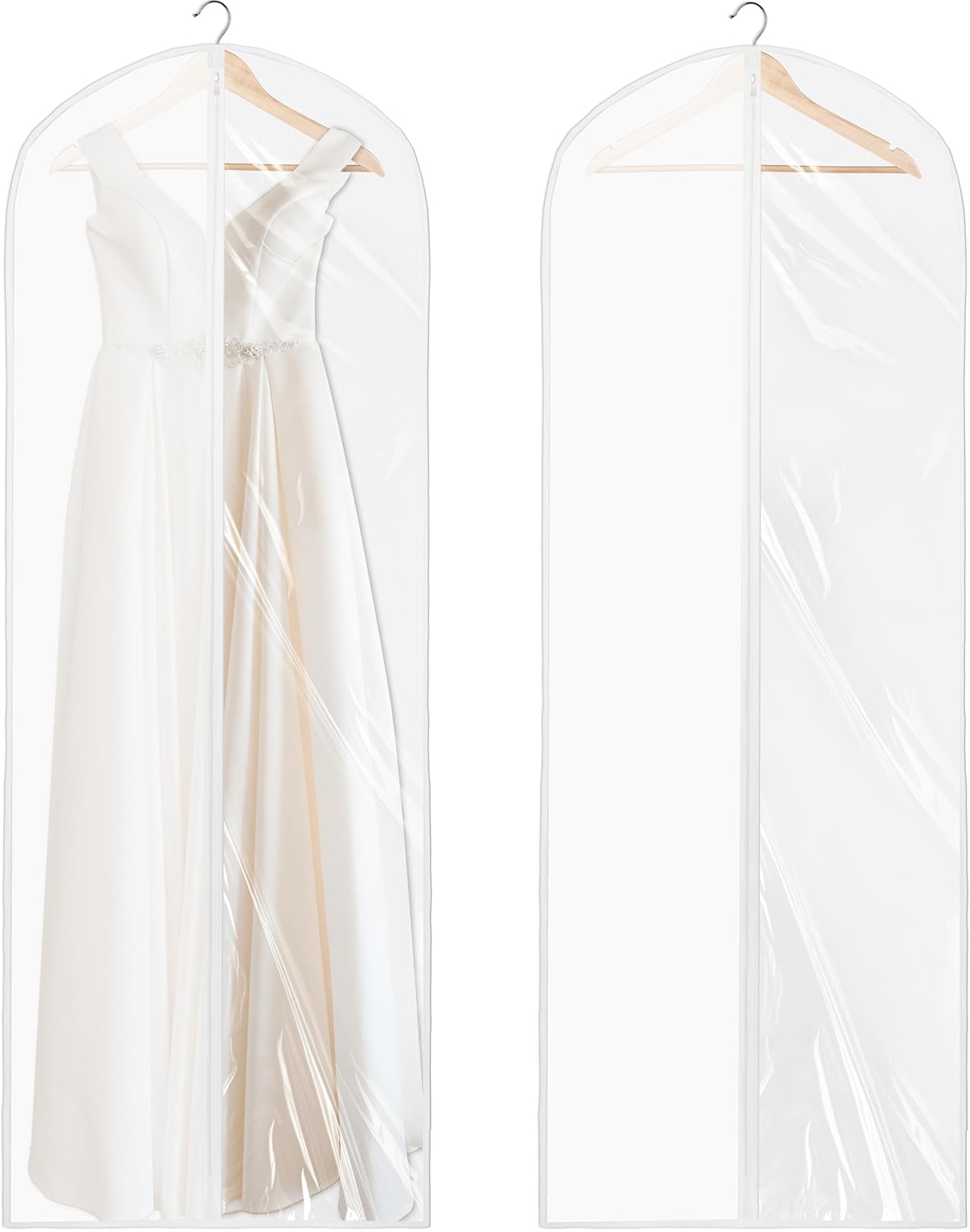 Simple Houseware 65-Inch Clear Garment Bags with Zipper for Gowns, 2 Pack | for Suits, Dresses, Costumes, Uniforms