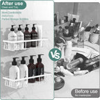 2025 New Adhesive Shower Caddy, Shower Shelves with 16 Hooks, White 2 Pack