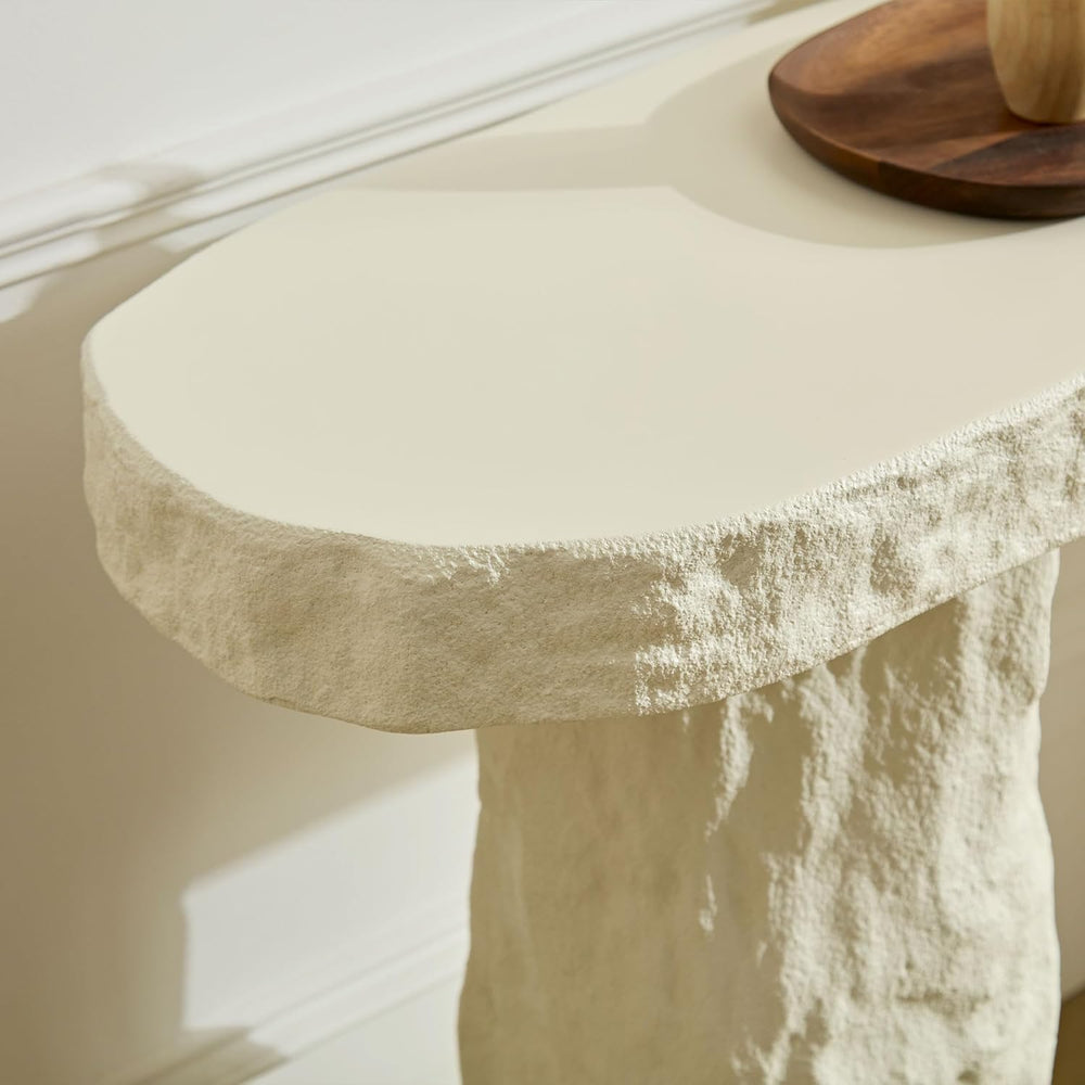 53.94" Modern Console Table,Imitation Stone Table,Fiberglass Entryway Ta...