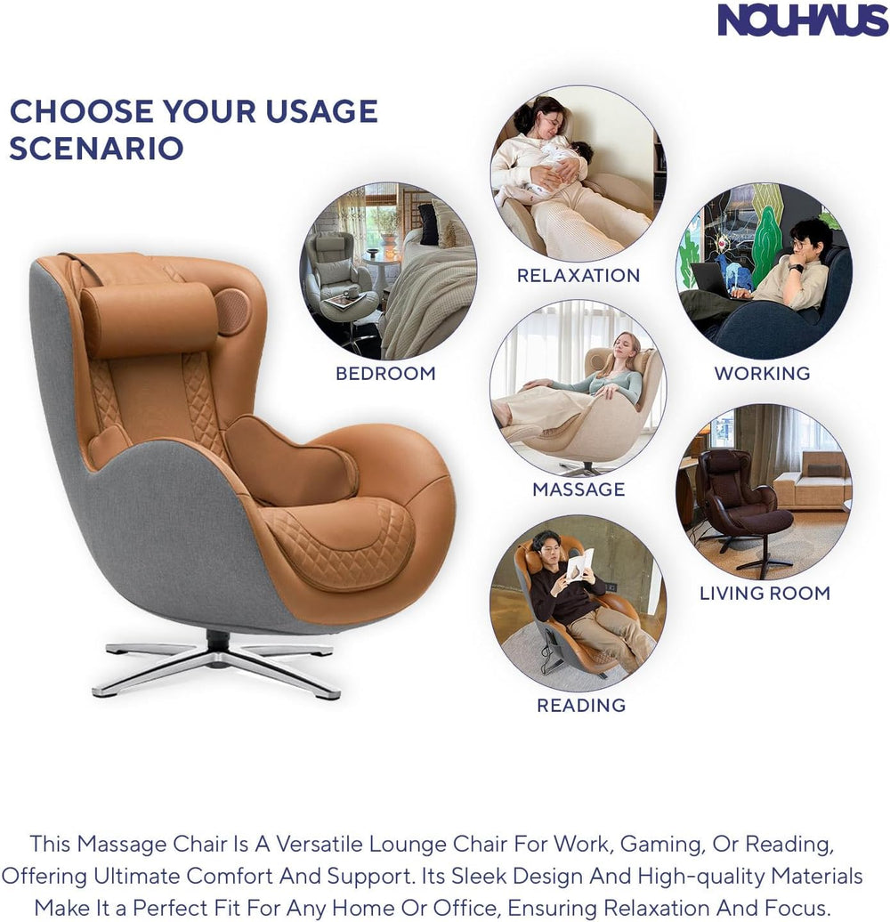 NOUHAUS Heated Classic Massage Chair Full Body and Spot Massaging Recliner wi...
