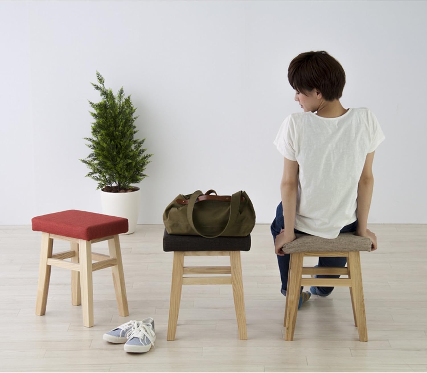 AZUMAYA Compact Stool 17.7 inches seat Height Brown CL-785CBR Home Furniture