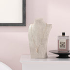 Necklace Bust Display Stand, Necklace Holder, Pendant Chain Necklace Organizer for Women (Yellow Linen, S 2PCS)