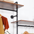 Industrial Iron Pipe Clothing Rack, 40inch Black Vintage Retro Shelving Wall Mounted DIY Garment Rack Rustic Farmhouse Kitchen Storage