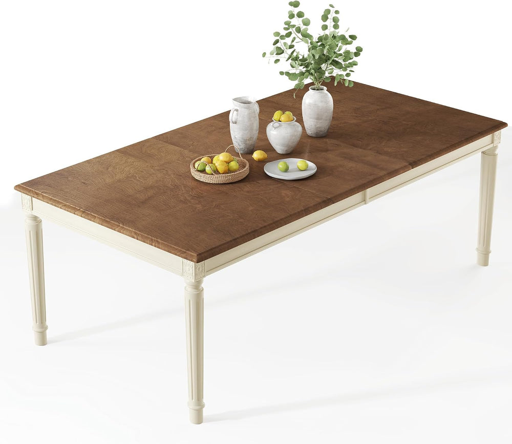 AMERLIFE 79 Inch Farmhouse Dining Table for 6 to 8, Large Rectangular Solid W...