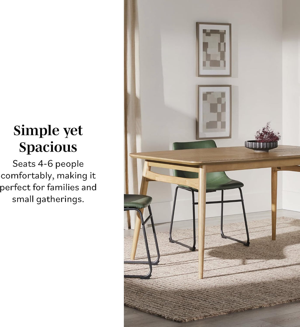 Walker Edison Mid-Century Modern Solid Wood Tapered-Leg Dining Table, 59 Inch...